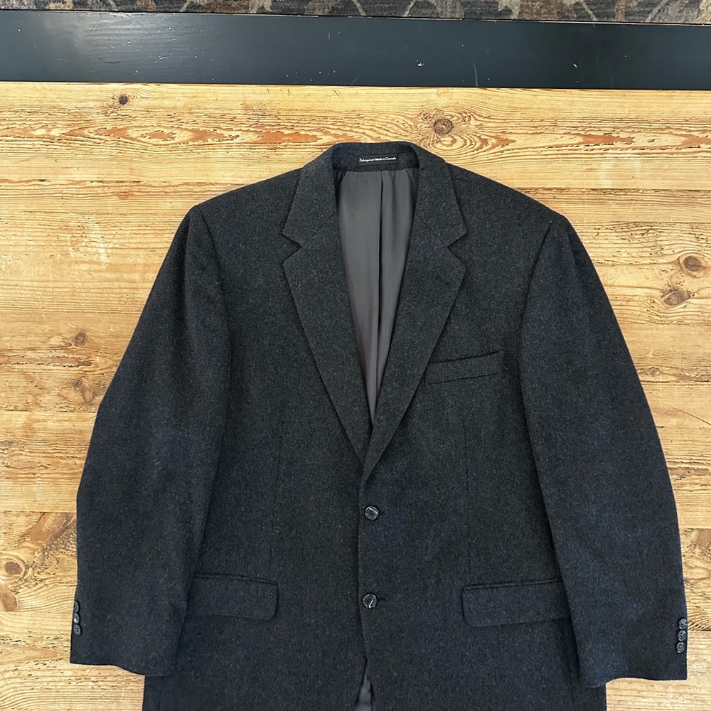 Pronto Uomo Dark Charcoal Two-Button Sport Coat 100% Cashmere 44R
